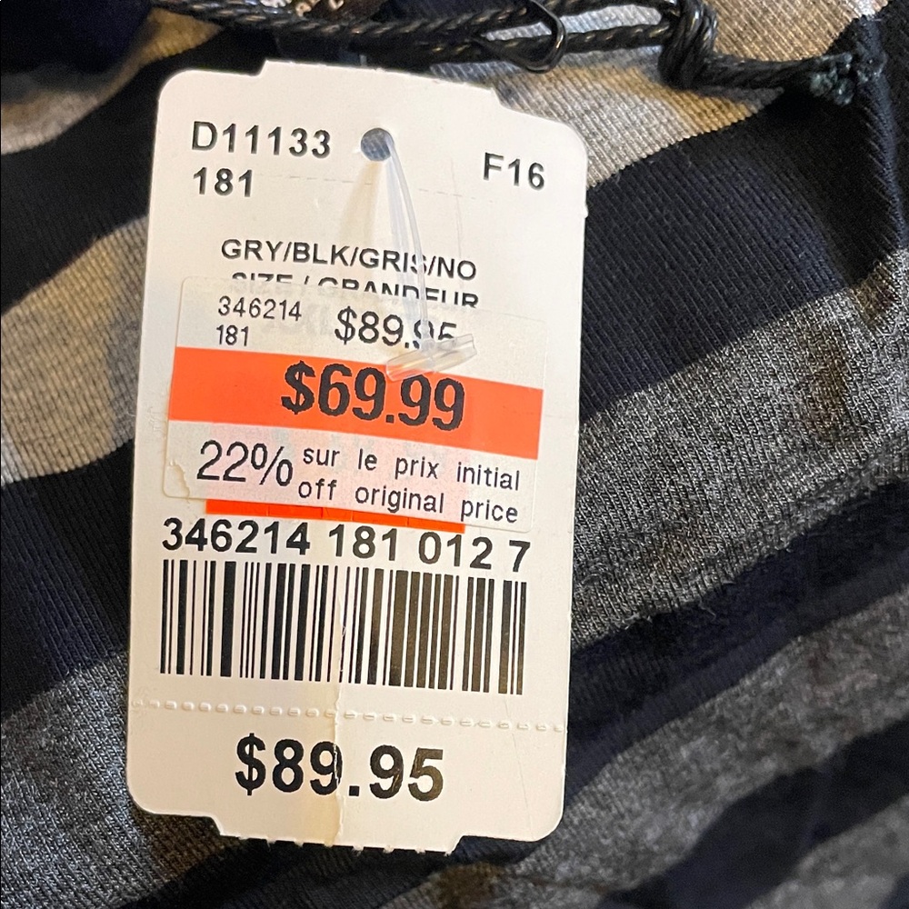 Le Chateau Striped Black and Gray Mini Dress - Picture 11 of 11